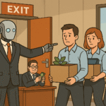 Robot w garniturze zwalnia ludzi z pracy w imię obniżania kosztów przez AI