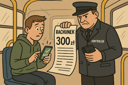 Pasażer kupił bilet w aplikacji, a mimo to dostał karę od kontrolera – satyra
