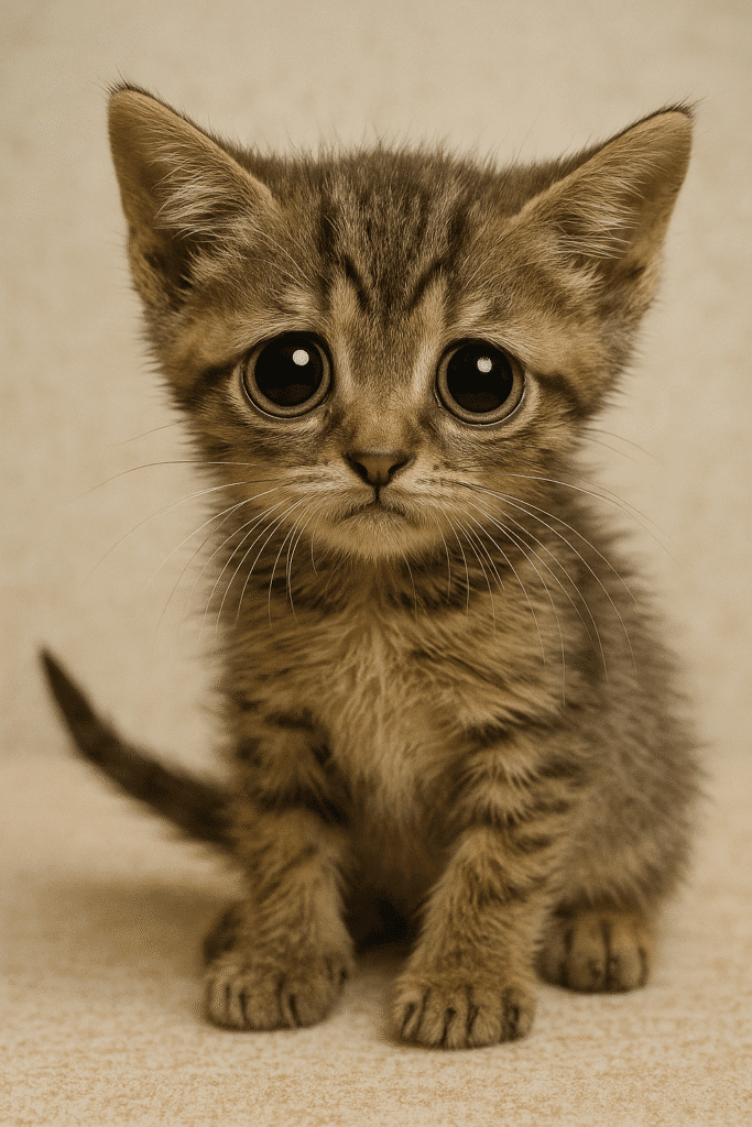 Kot ze stocka z przesadnie wielkimi oczami – parodia reklam