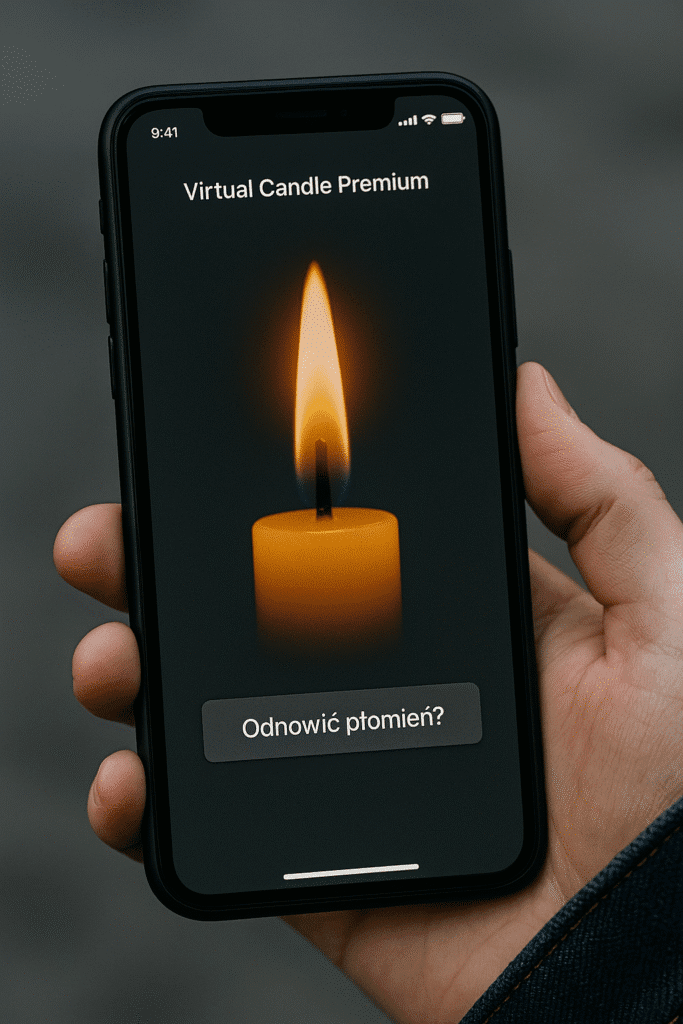 Ekran telefonu z aplikacją świeczki subskrypcyjnej